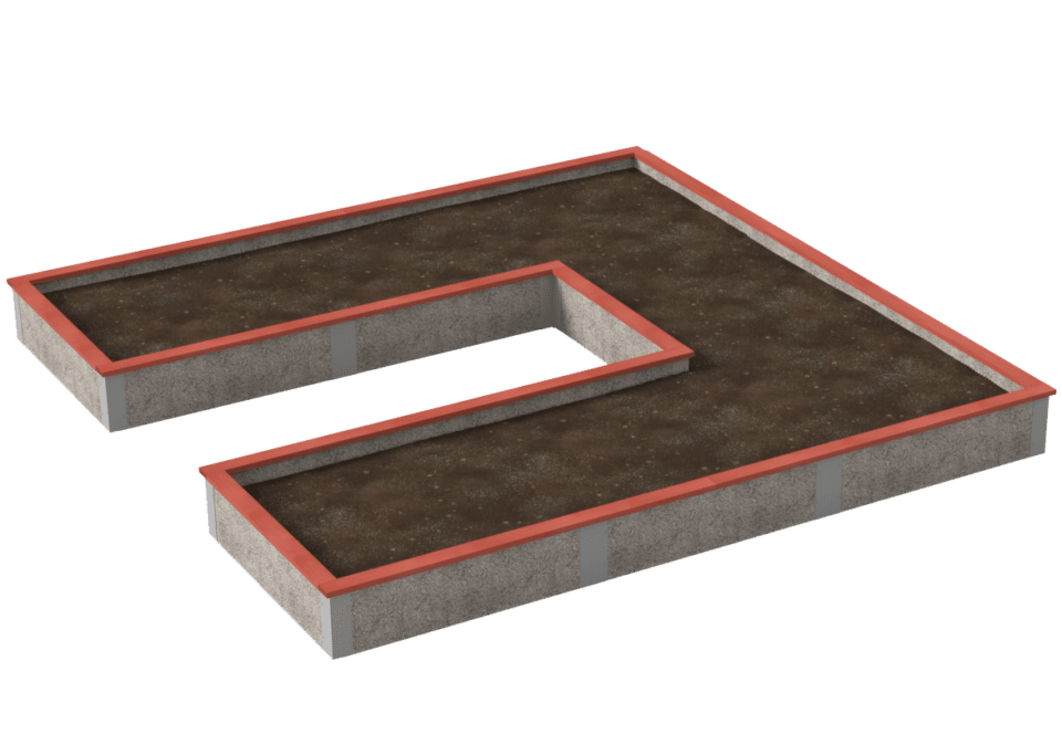 Durable Greenbed Raised Garden Bed Kit rendering of large u-shaped 12x12x1