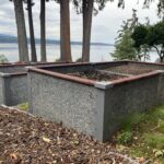two 4'x8'x2' garden beds on the water's edge