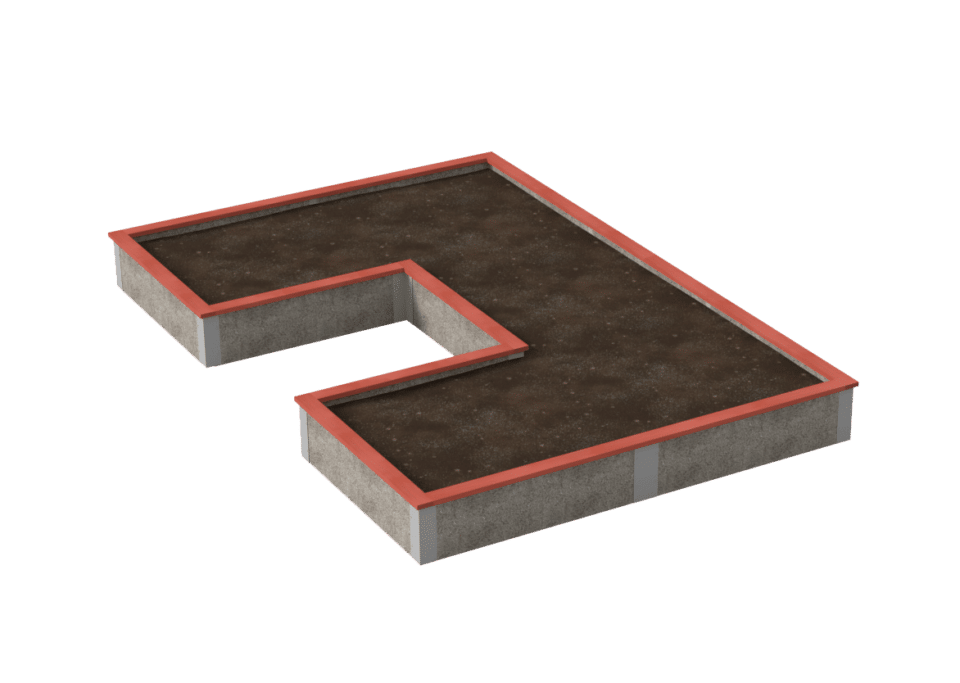 Durable Greenbed Raised Garden Bed Kit rendering of U-Shaped 8x12x1