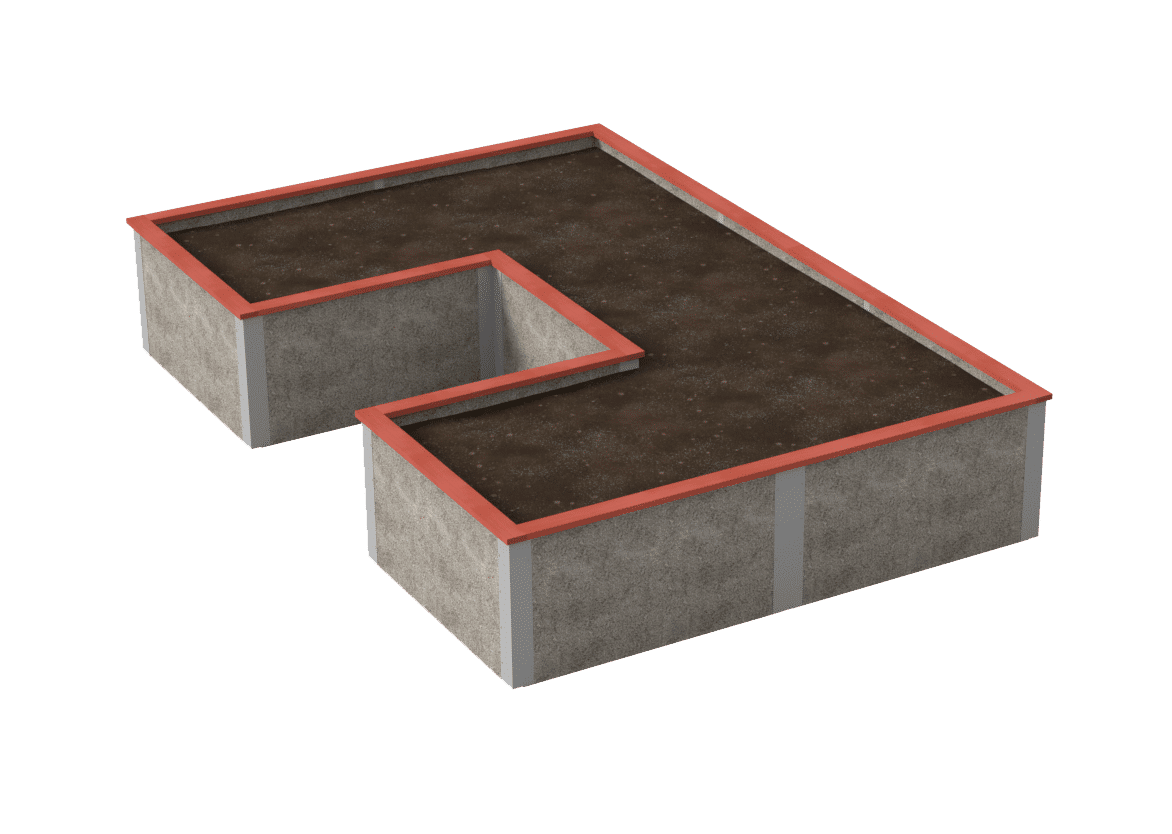 Durable Greenbed Tall Raised Garden Bed Kit rendering of U-Shaped 8x12x2