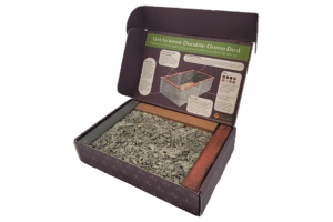 Durable GreenBed Sample box for woodcrete composite raised garden bed